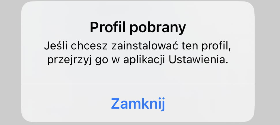 iOS 17 - profil pobrany
