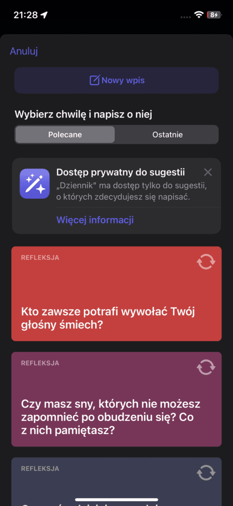 Aplikacja Dziennik w iOS 17.2 - 3