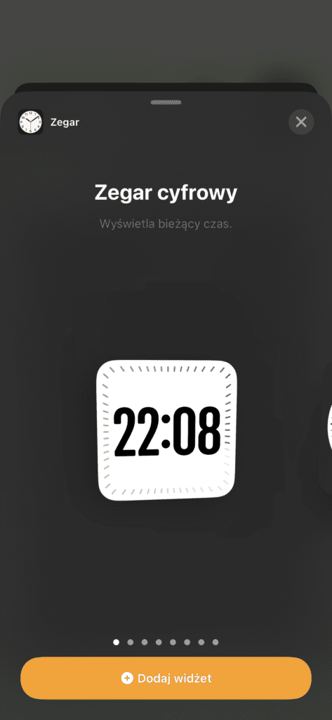 Widżet zegara cyfrowego w iOS 17.2